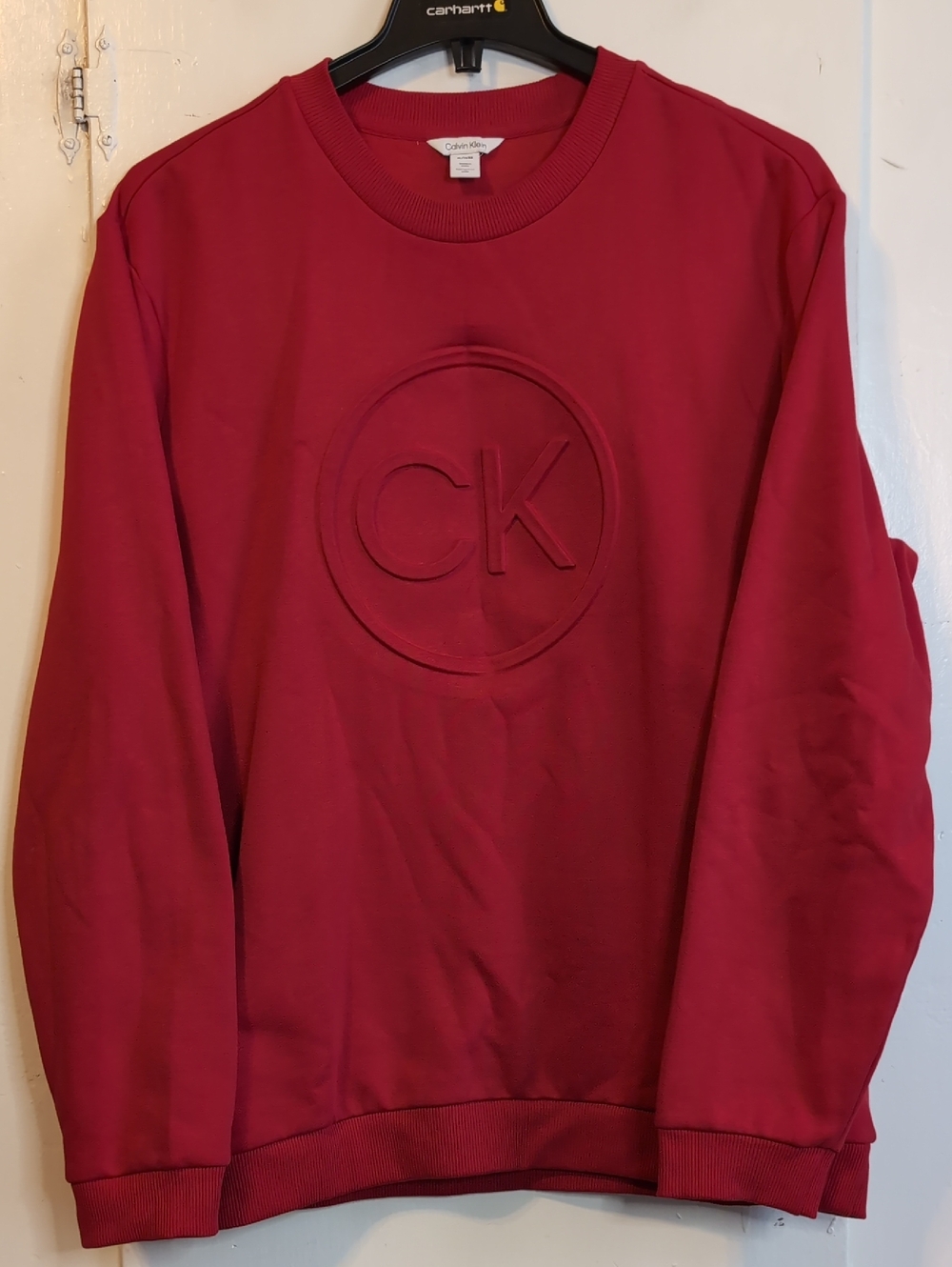 Calvin Klein Red Embossed Crewneck Sweater mens XL